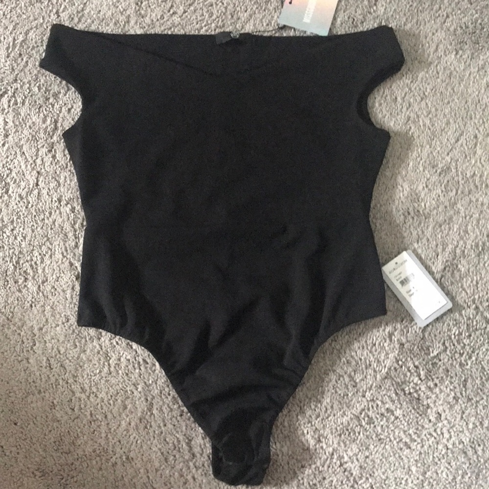 Black off shoulder bodysuit